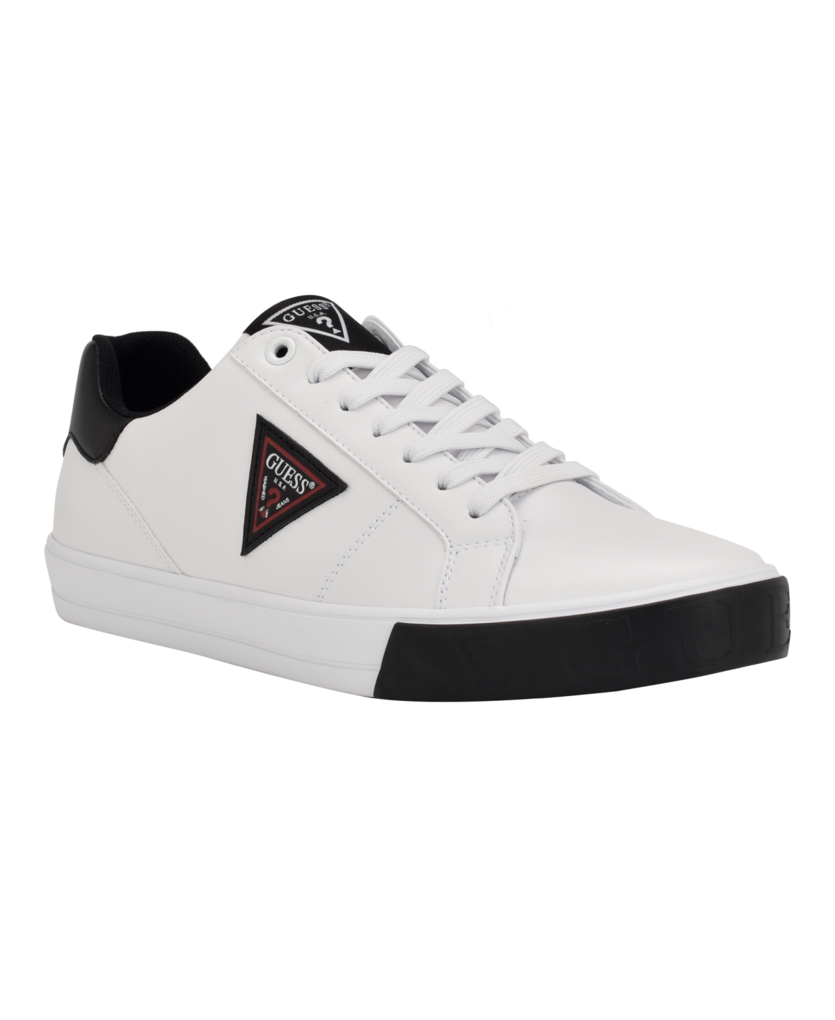 Guess Men's Casual Low Top Lace-up Sneakers Shoes In White/black | ModeSens