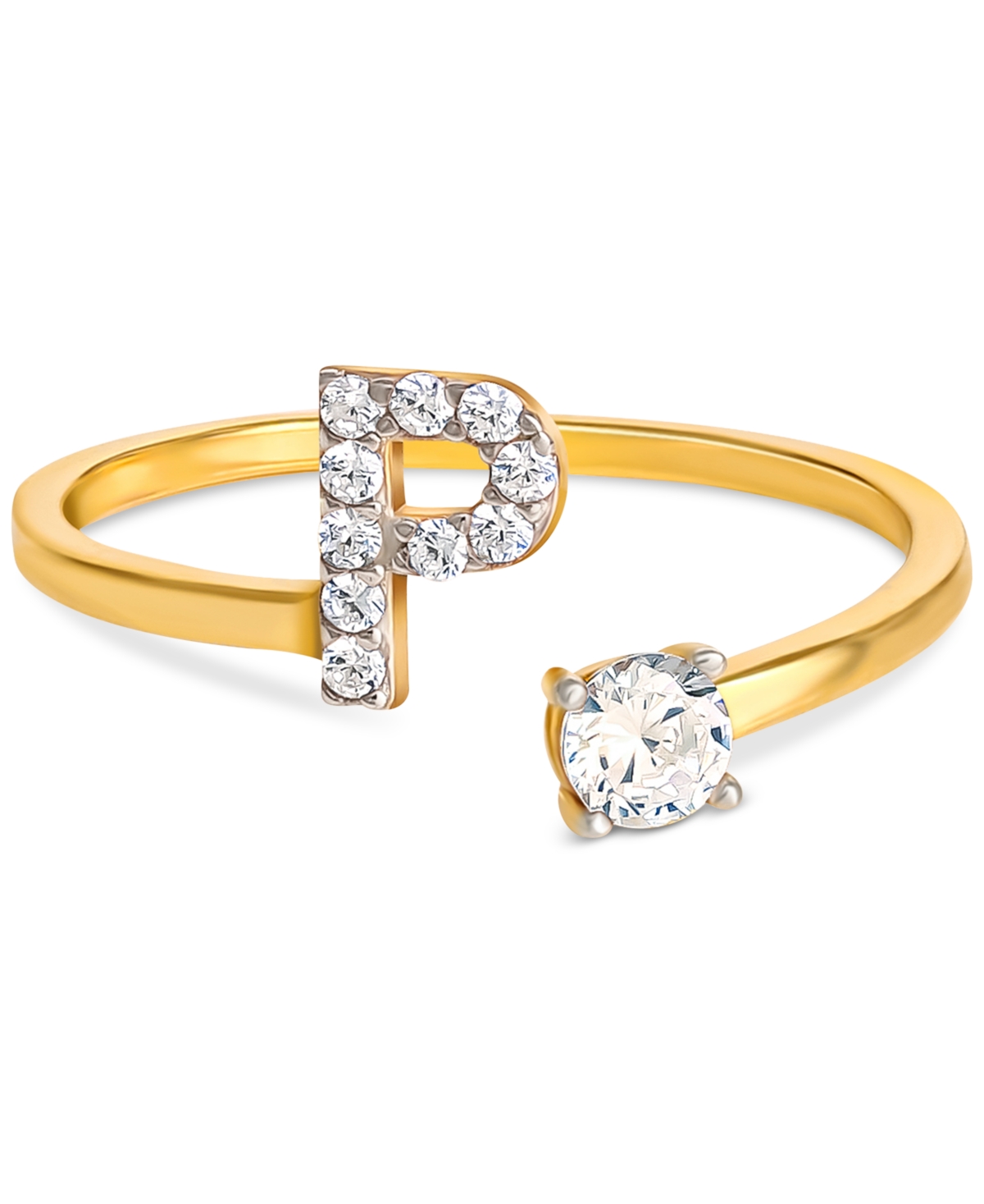 Giani Bernini Cubic Zirconia Initial Wrap Ring in 18k Gold-Plated Sterling Silver, Created for Macy's - P