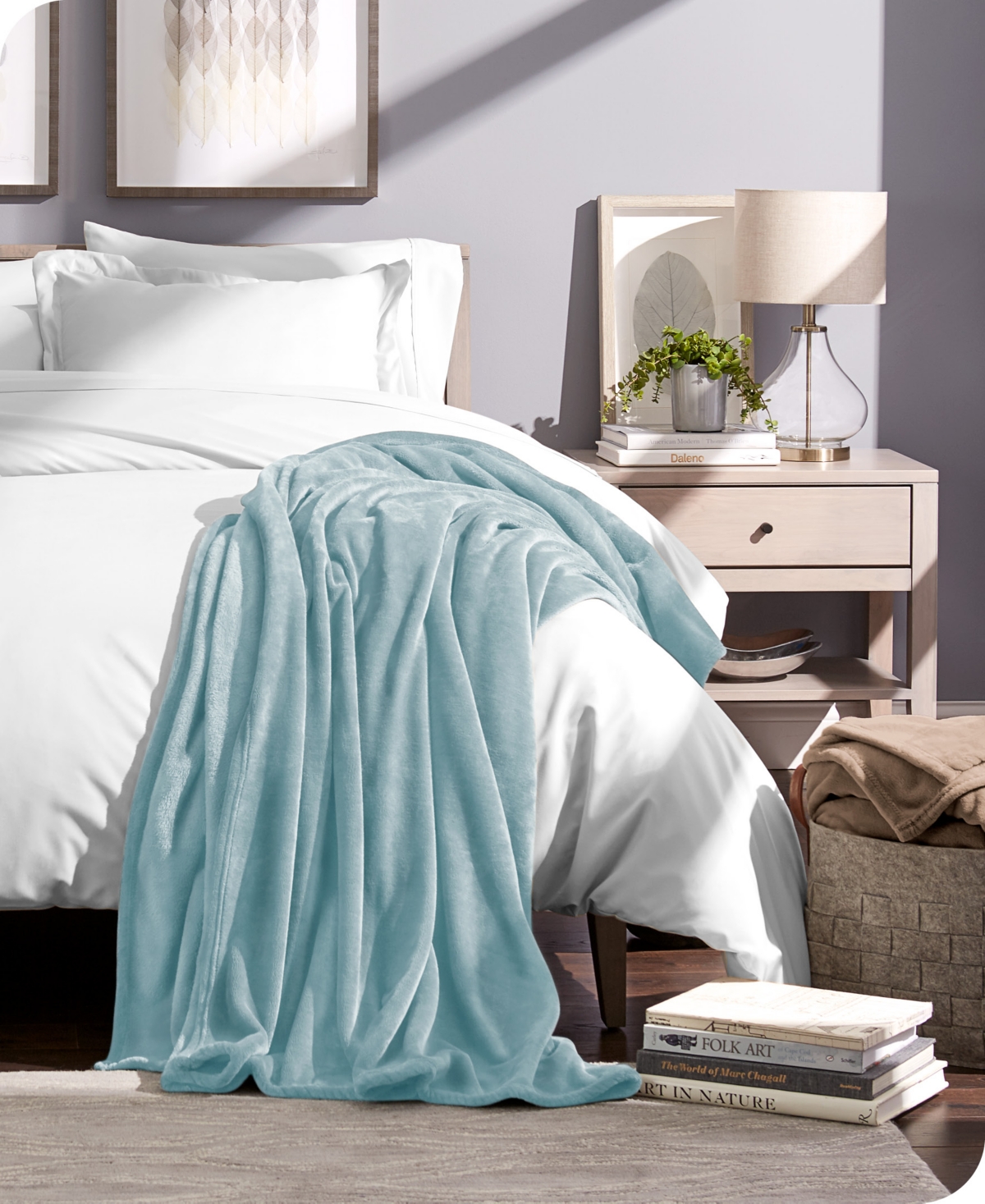 Shop Bare Home Microplush Fleece Blanket, Twin/twin Xl In Light Blue