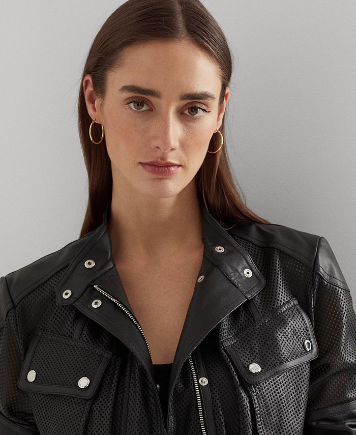 Lauren Ralph Lauren Women's Perforated Leather Field Jacket Macy's
