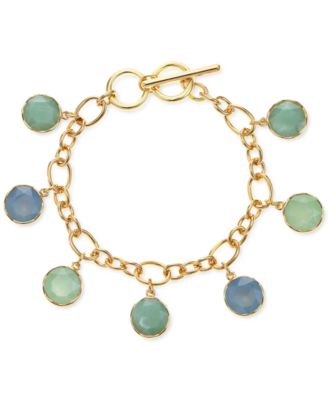 Style & Co Gold-Tone Color Stone Shaky Charm Link Bracelet, Created For ...