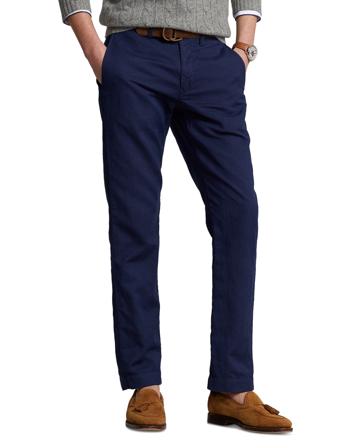 Shop Polo Ralph Lauren Men's Classic-fit Linen-blend Pants In Newport Navy