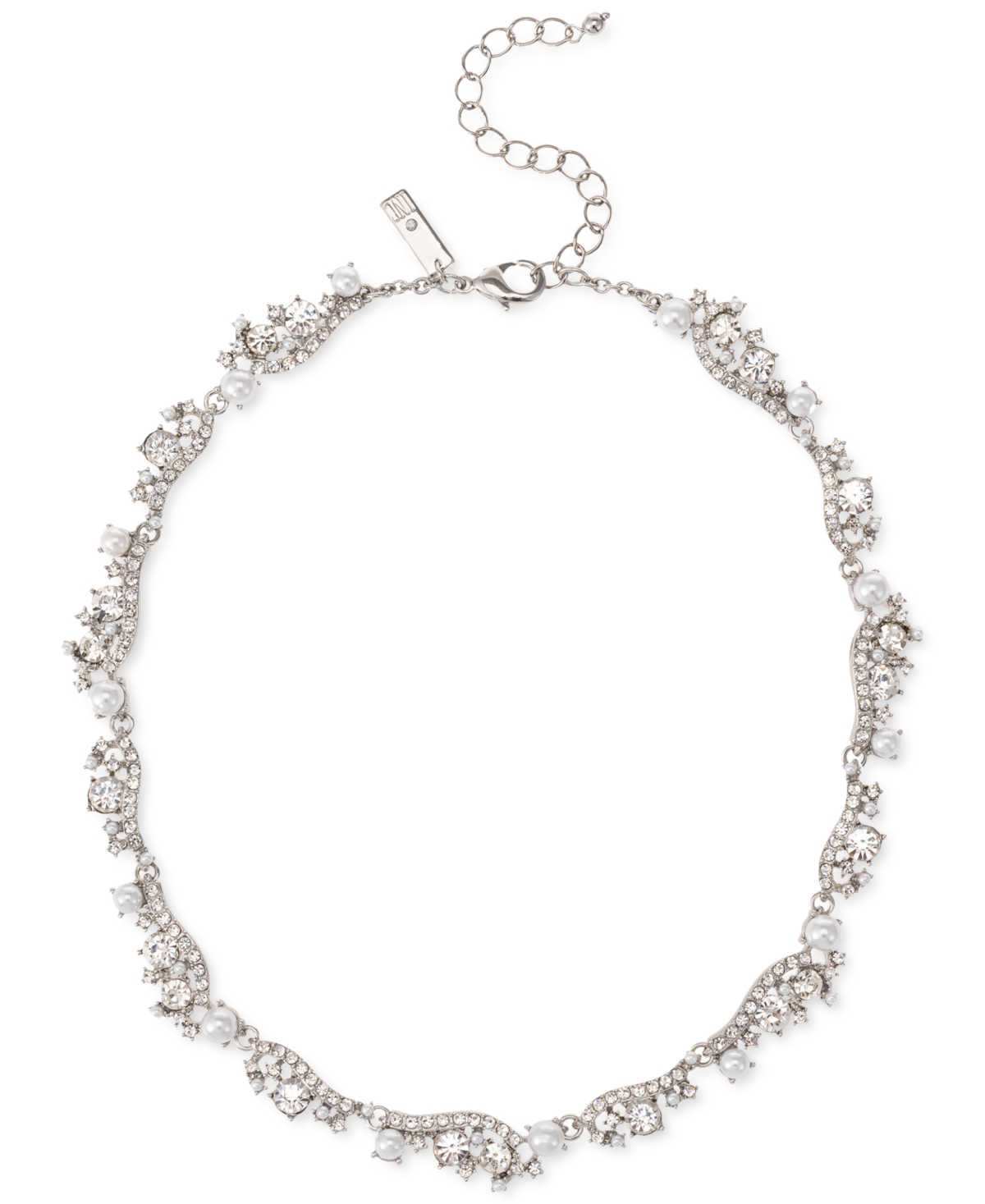 Inc International Concepts Silver-tone Crystal & Imitation Pearl Ivy All-around Collar Necklace, 16" + 3" Extender, Created For
