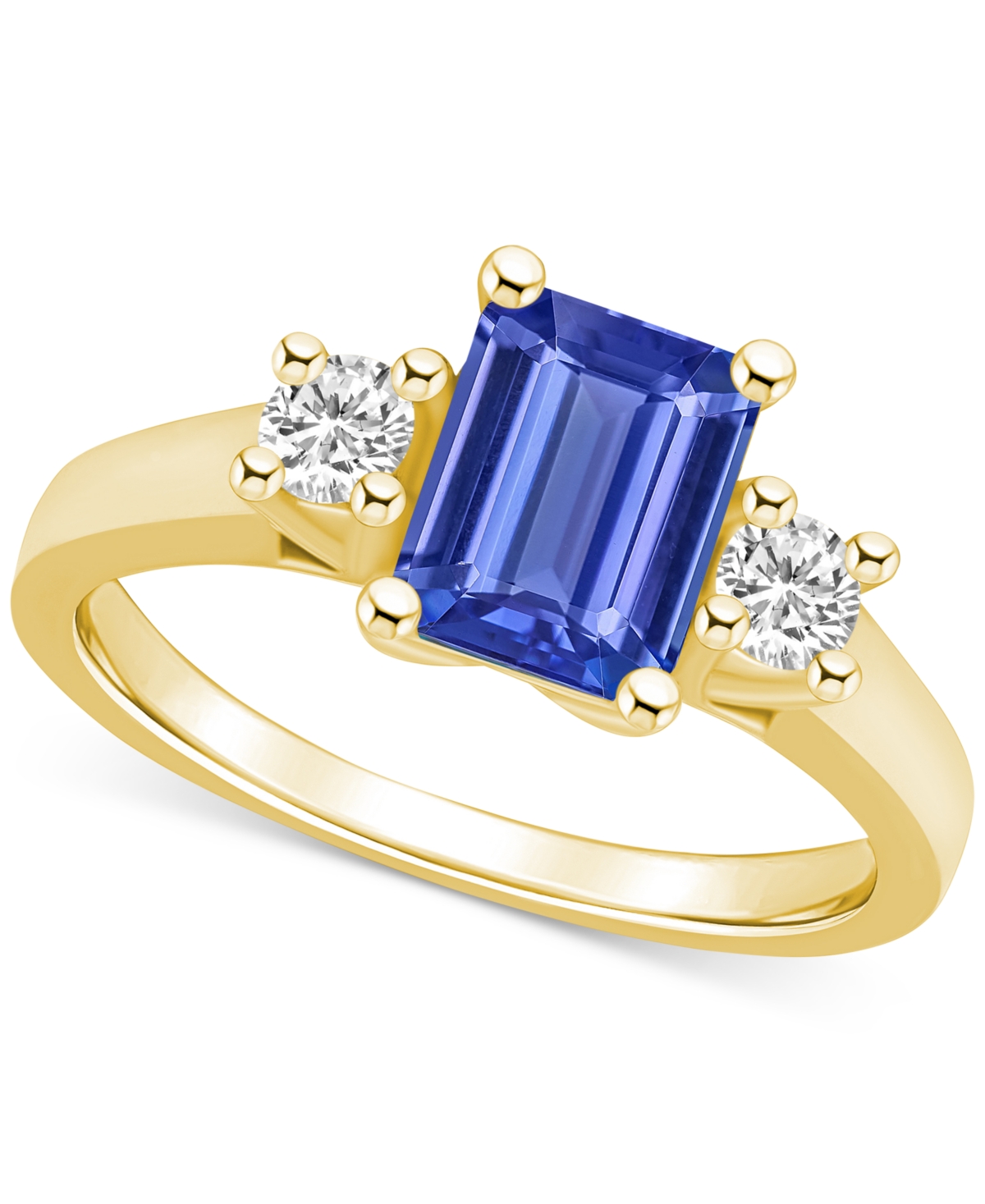 Macy's Tanzanite (1-5/8 Ct. T.w.) & Diamond (1/4 Ct. T.w.) Emerald-cut Ring In 14k Gold
