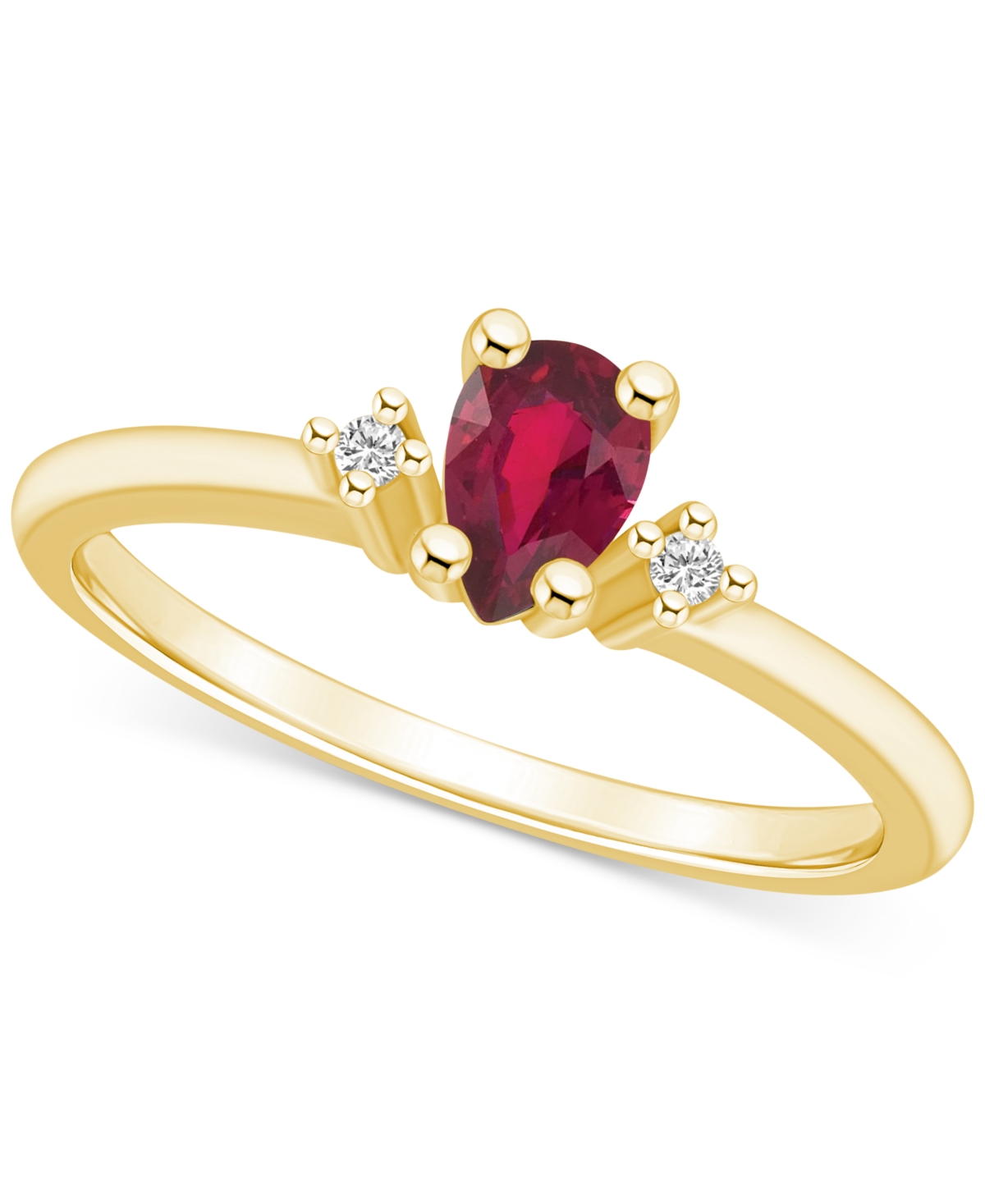 Macy's Ruby (1/2 Ct. T.w.) & Diamond Accent Pear Ring In 14k Gold