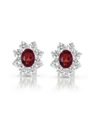 Sterling Silver White Gold Plated Flower Shape Earrings