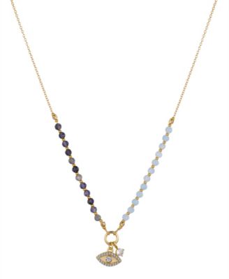 Online 14K Gold Evil Eye Bead Necklace With Zirconium