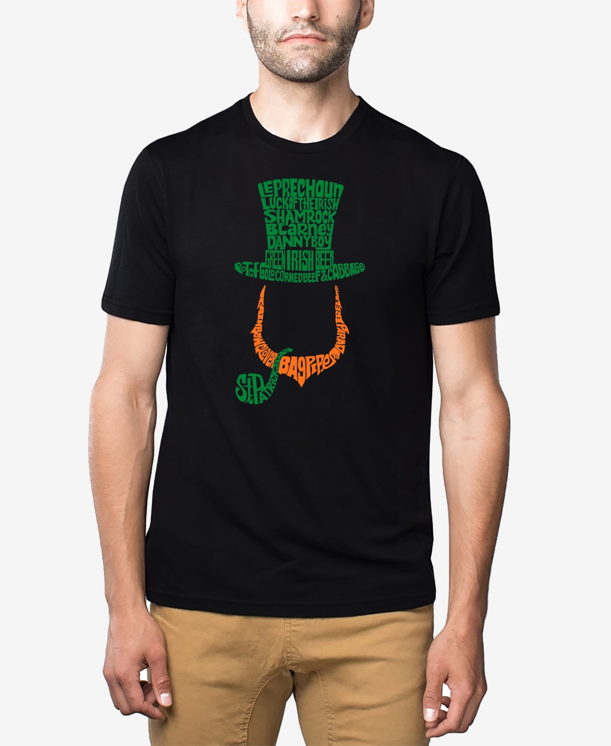 Shop La Pop Art Men's Premium Blend Leprechaun Word Art Graphic T-shirt In Black