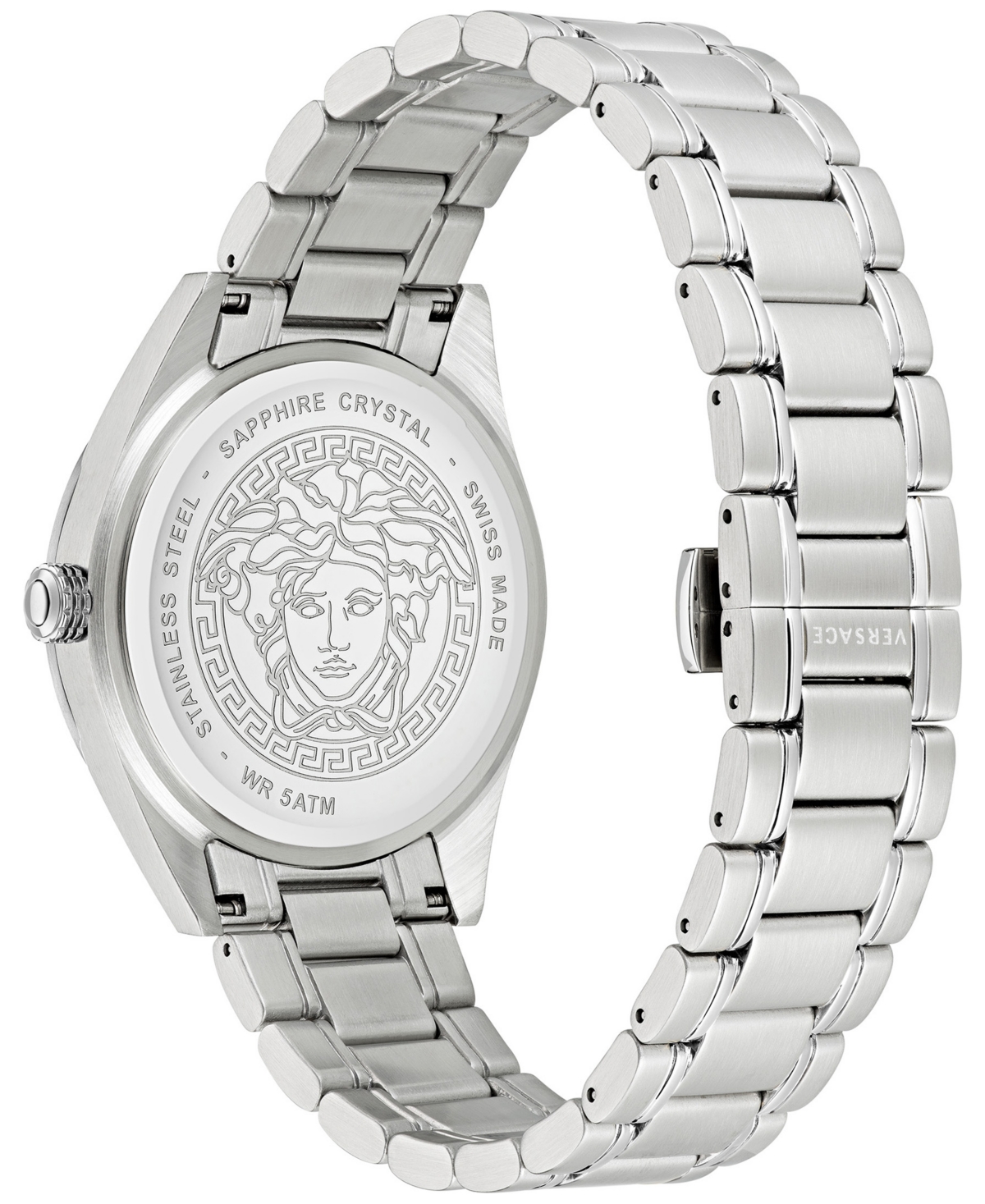 Shop Versace Men's Swiss V-code Stainless Steel Bracelet Watch 42mm
