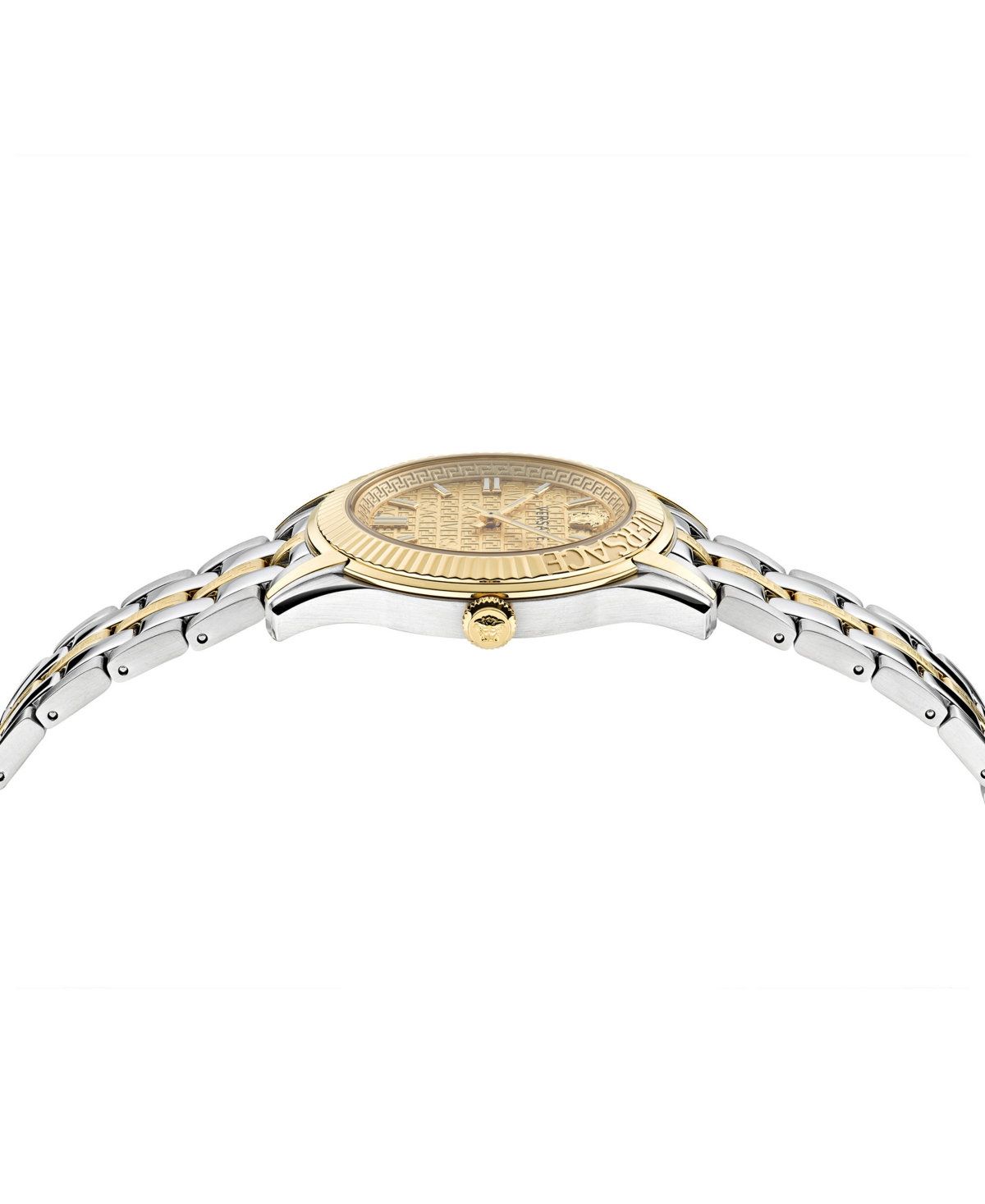 Shop Versace Women's Swiss Greca Time Two-tone Stainless Steel Bracelet Watch 35mm In Two Tone