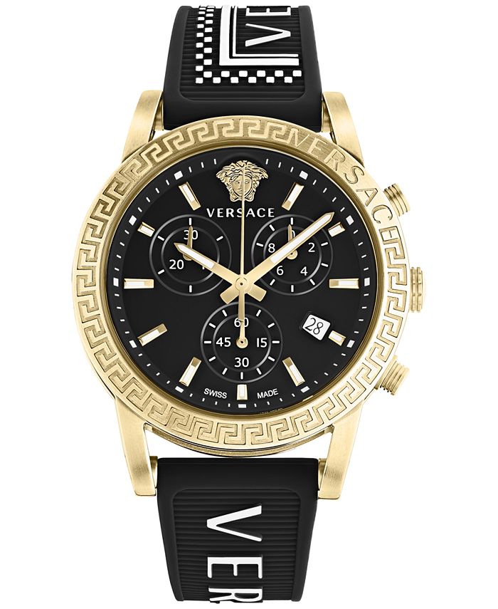 Versace Women's Swiss Chronograph Sport Tech Black Silicone Strap Watch ...