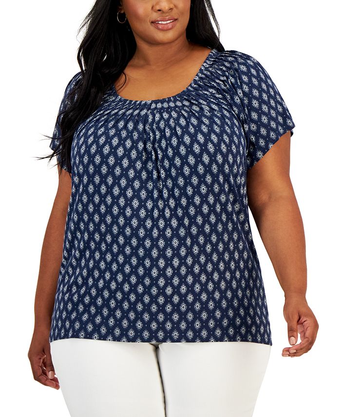 Alfani Plus Size Twisted Top, Created For Macy's In Deep Black