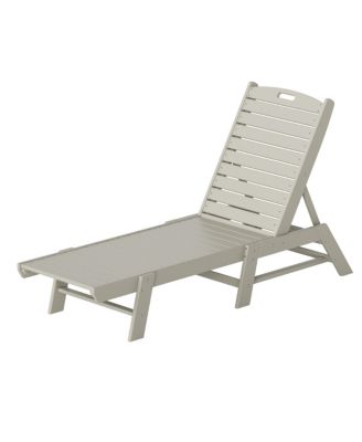 Poly Reclining Outdoor Patio Chaise Lounge Chair Adjustable