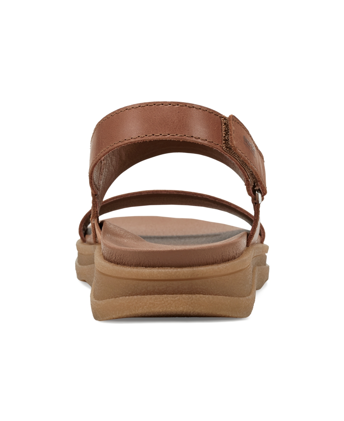 Shop Earth Women's Leah Round Toe Strappy Casual Flat Sandals In Cognac Leather