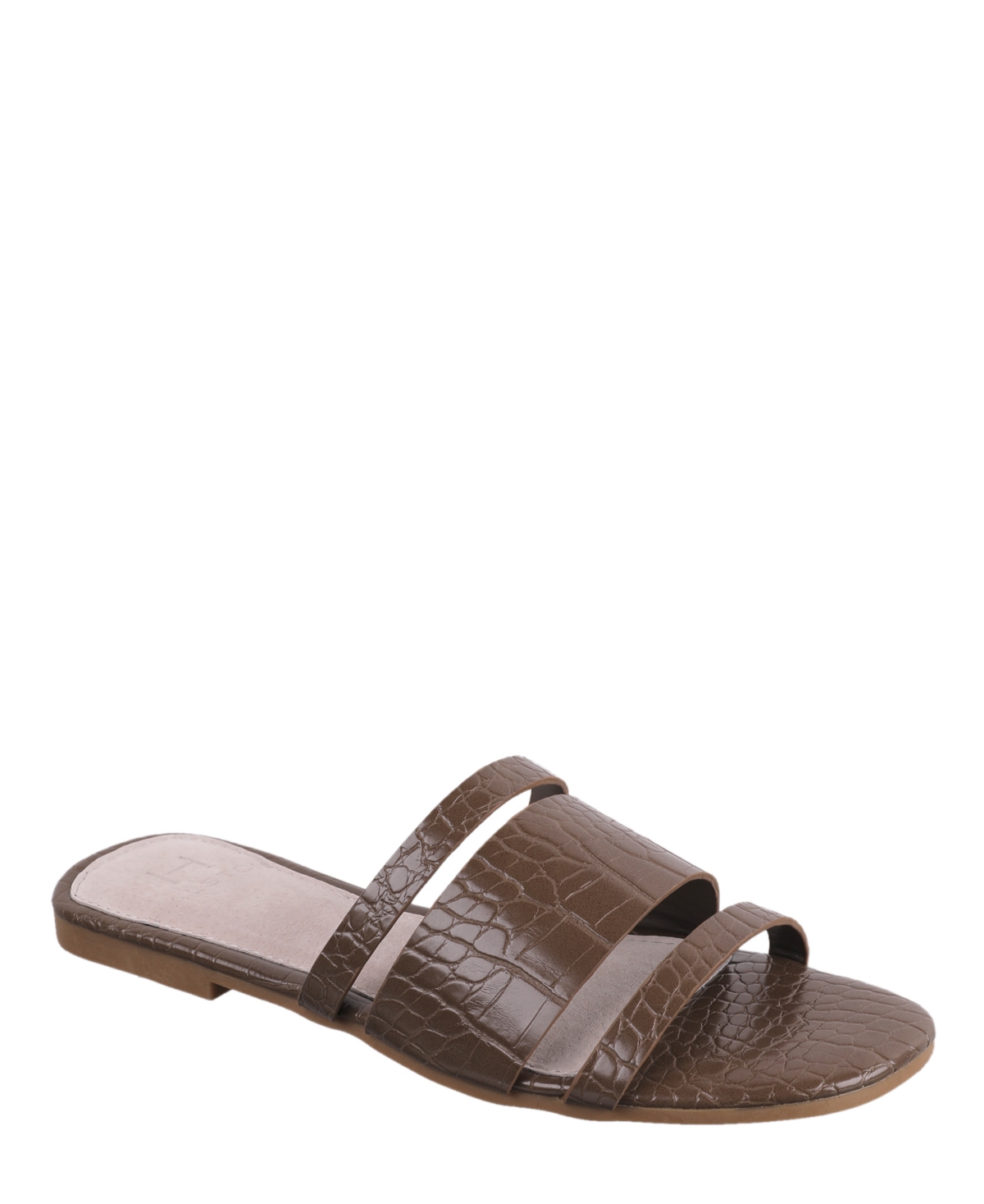 Shop H Halston Women's Raider Croco Slip-on Sandals In Taupe