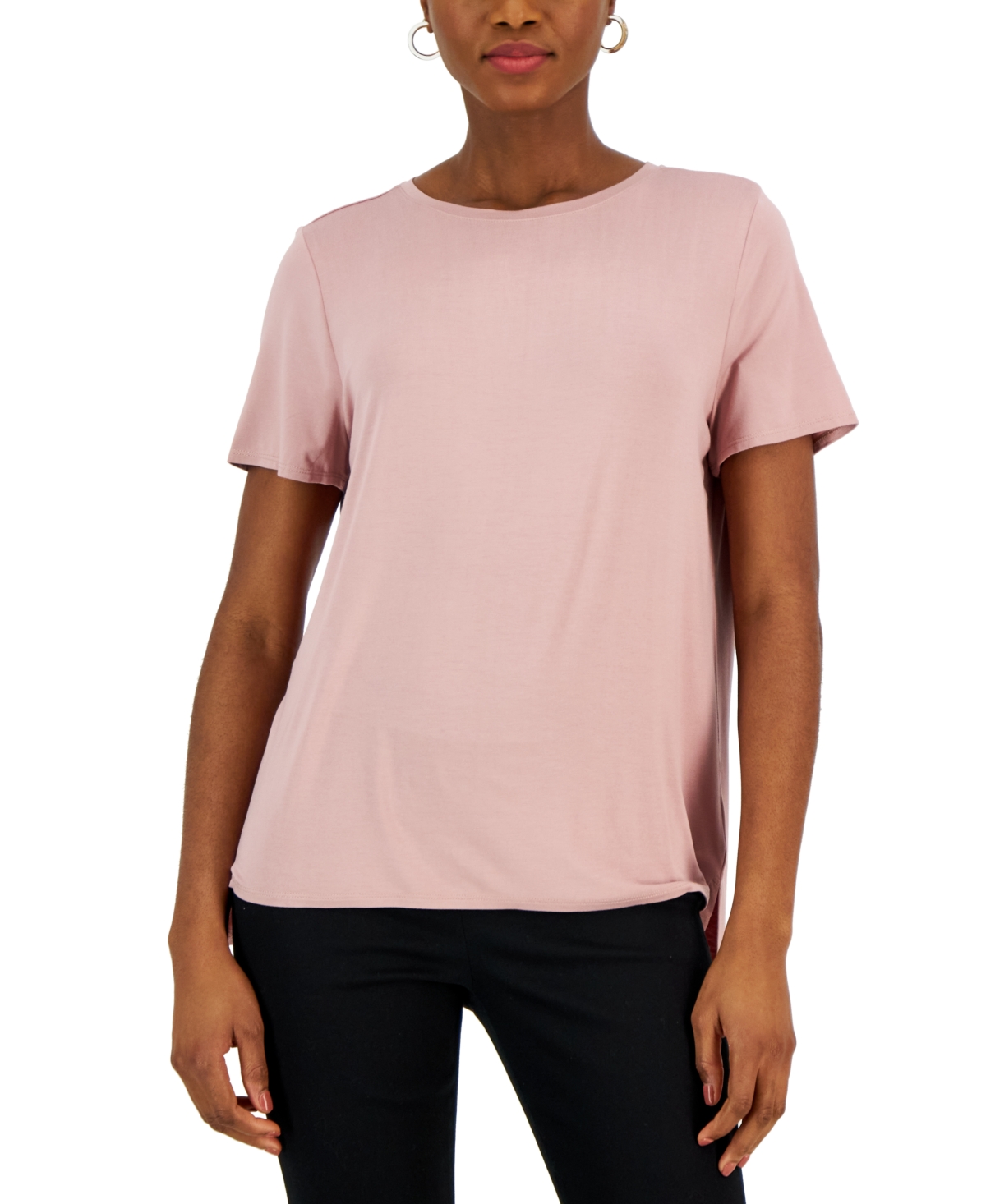 Alfani Women's Crewneck T-shirt, Created For Macy's In Pottery Clay