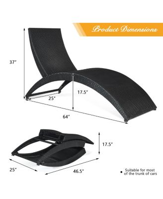 Folding Patio Rattan Lounge Chair Chaise Cushioned Portable Garden Lawn