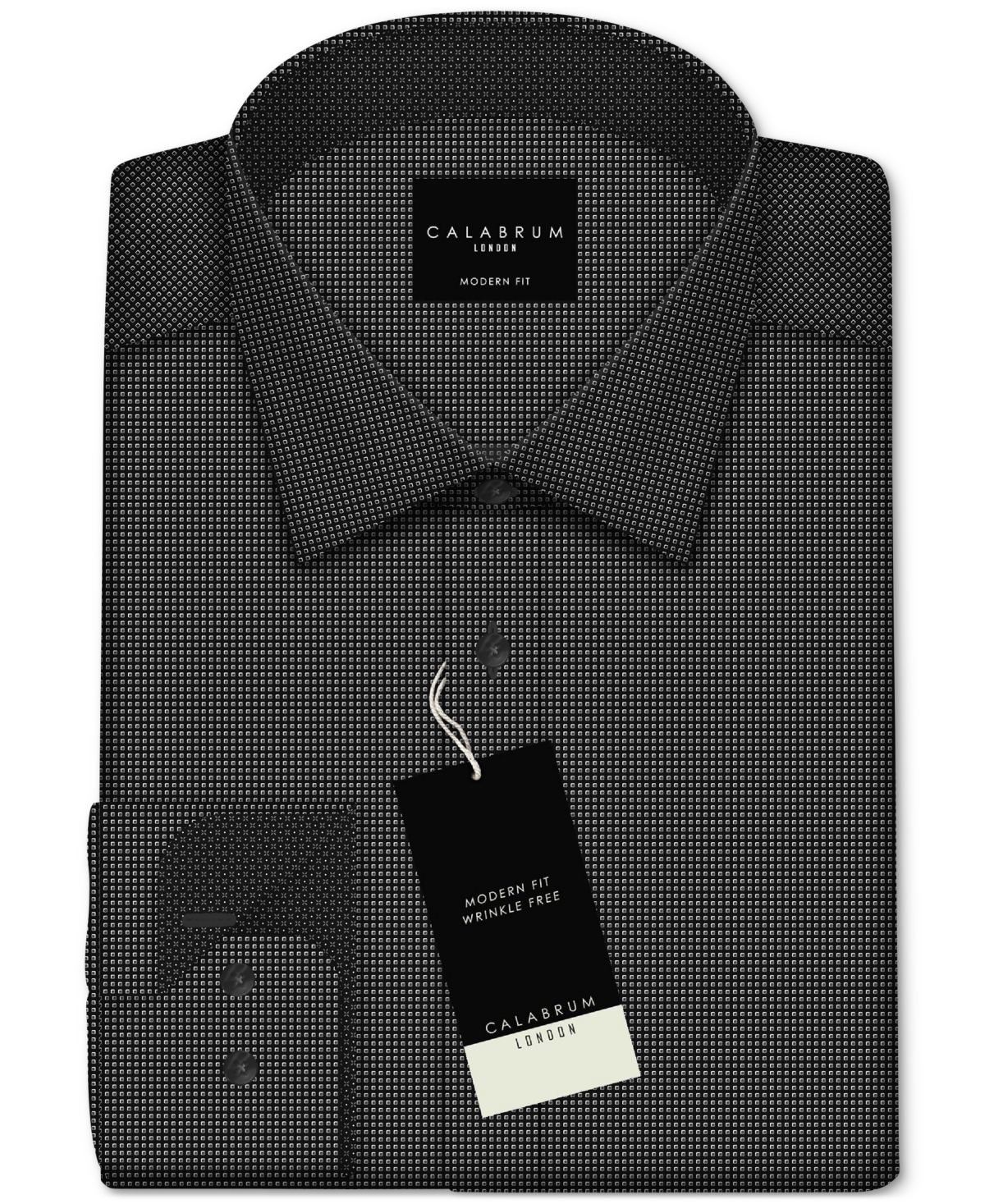 Calabrum Men's Regular Fit Micro Dot Print Wrinkle Free Performance Dress Shirt In Black