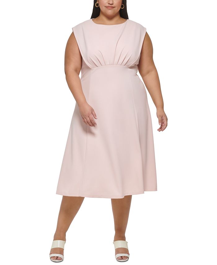 Calvin Klein Size Pleated-Bodice Crepe Dress - Macy's