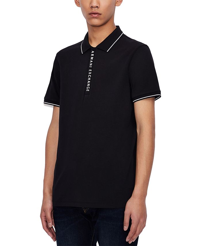 A|X Armani Exchange Men's Tipped Logo Placket Polo Shirt - Macy's