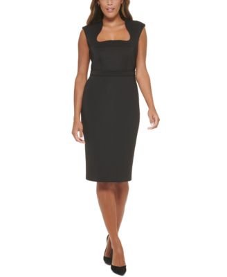 Calvin Klein Women s Curved Neck Scuba Crepe Sheath Dress Macy s