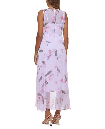 Calvin klein floral high low dress store
