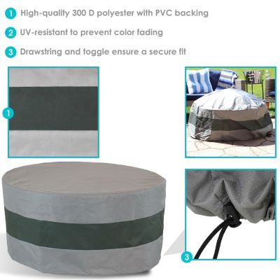 Outdoor Heavy-Duty Weather-Resistant 300D Polyester Round Fire Pit Cover