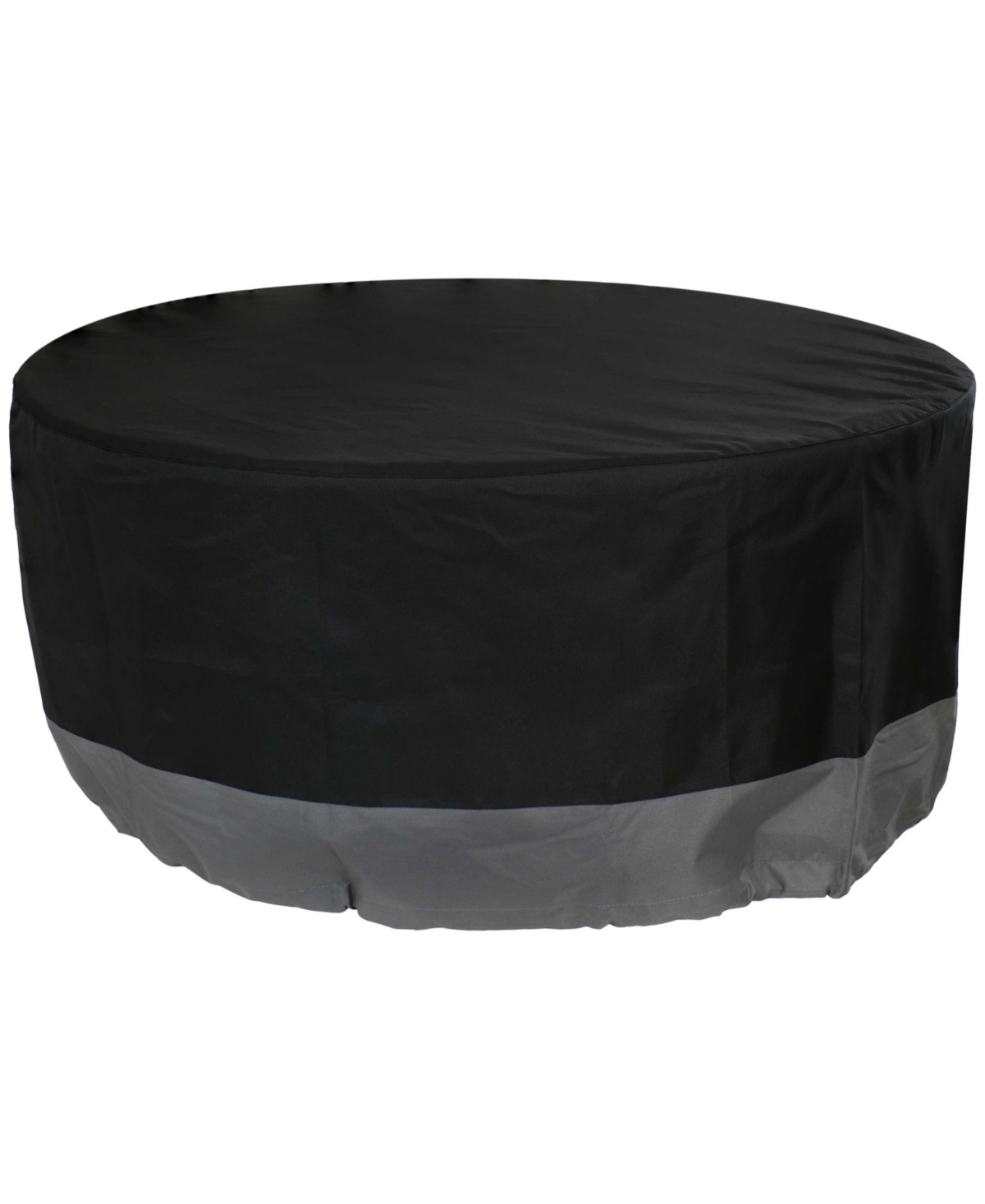 36 in 2-Tone Polyester Round Outdoor Fire Pit Cover - Gray/Black - Black