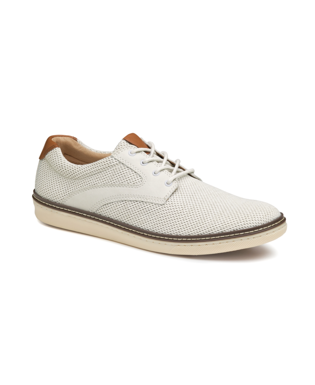 Shop Johnston & Murphy Men's Mcguffey Knit Saddle Lace-up Casual Shoes In White