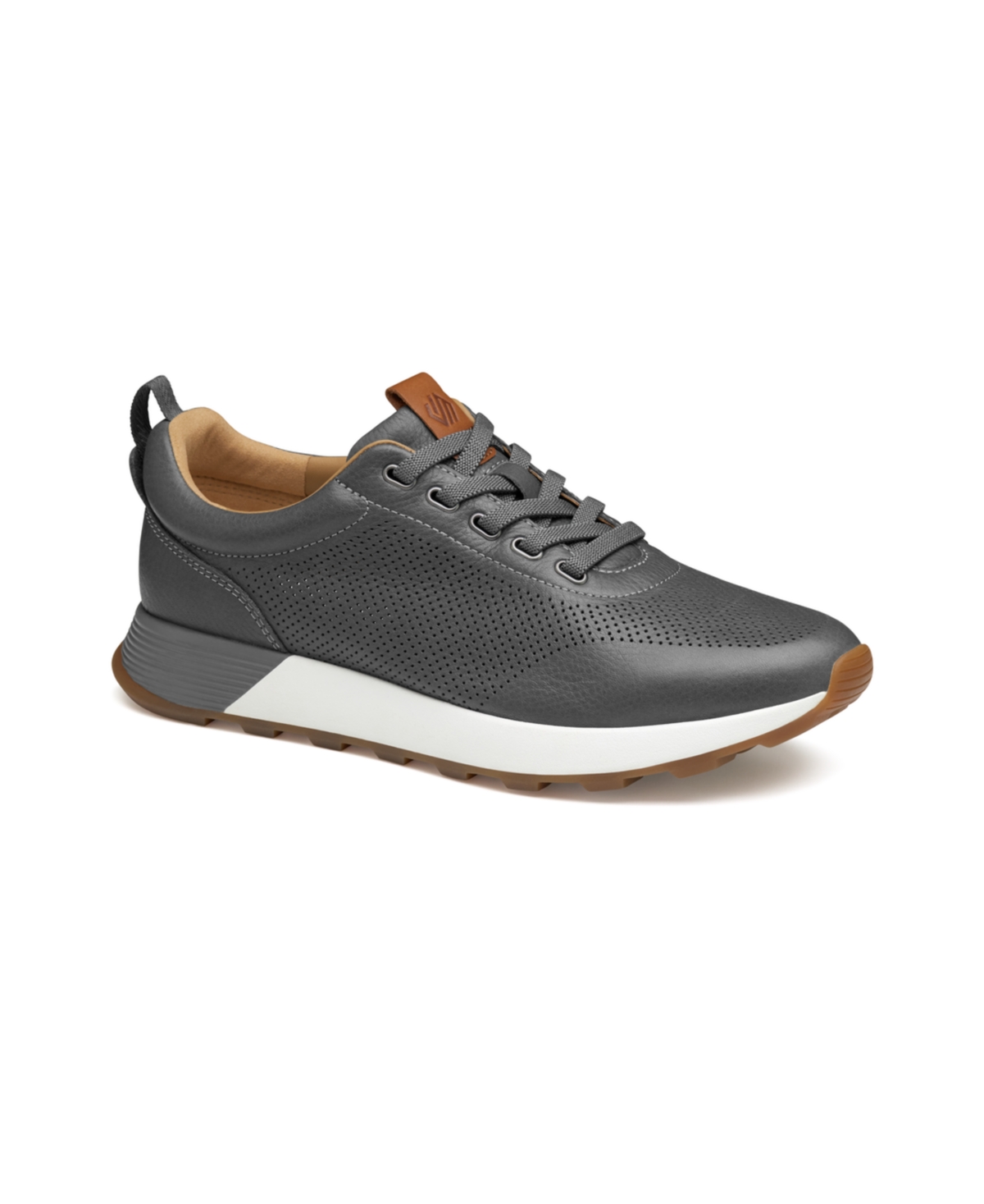 Shop Johnston & Murphy Men's Kinnon Perfed Jogger Lace-up Sneakers In Gray