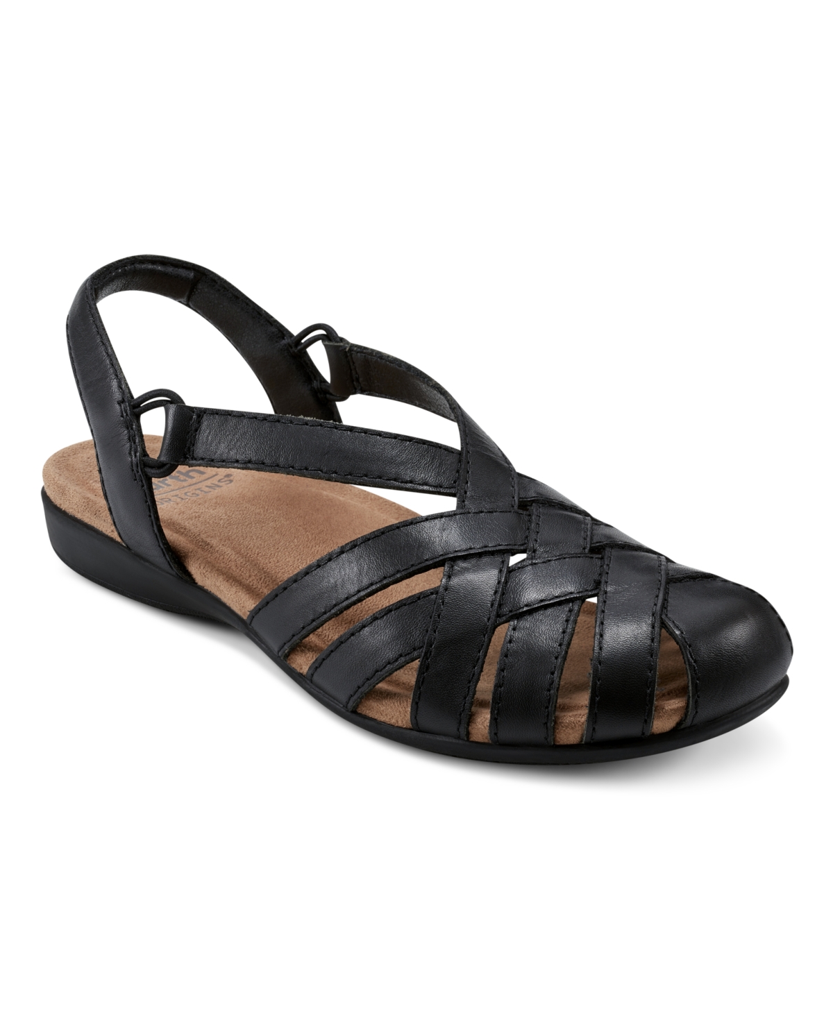 Earth Women's Berri Woven Casual Round Toe Slip-on Sandals In Black Leather