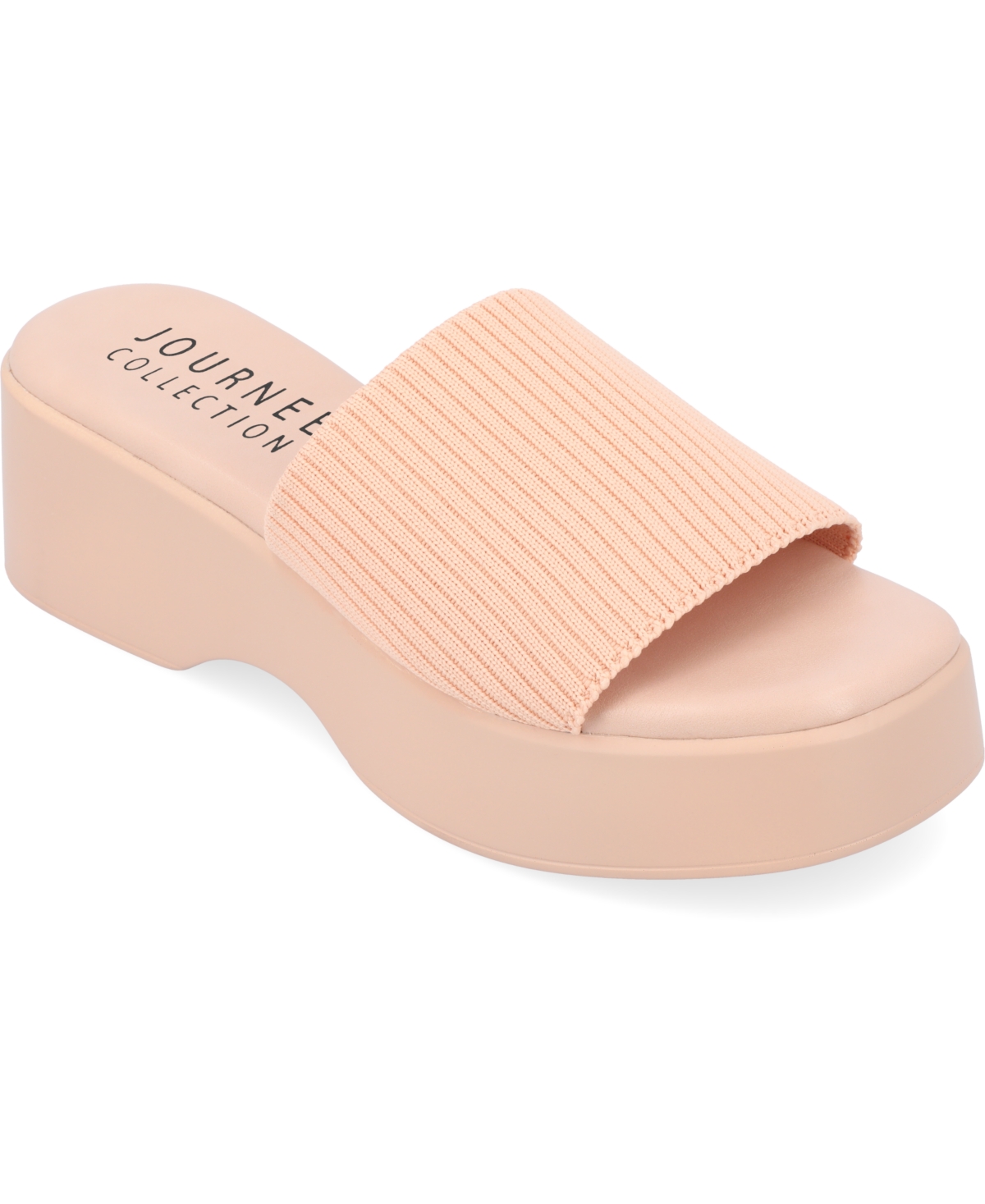 Journee Collection Women's Emani Knit Platform Sandals In Blush