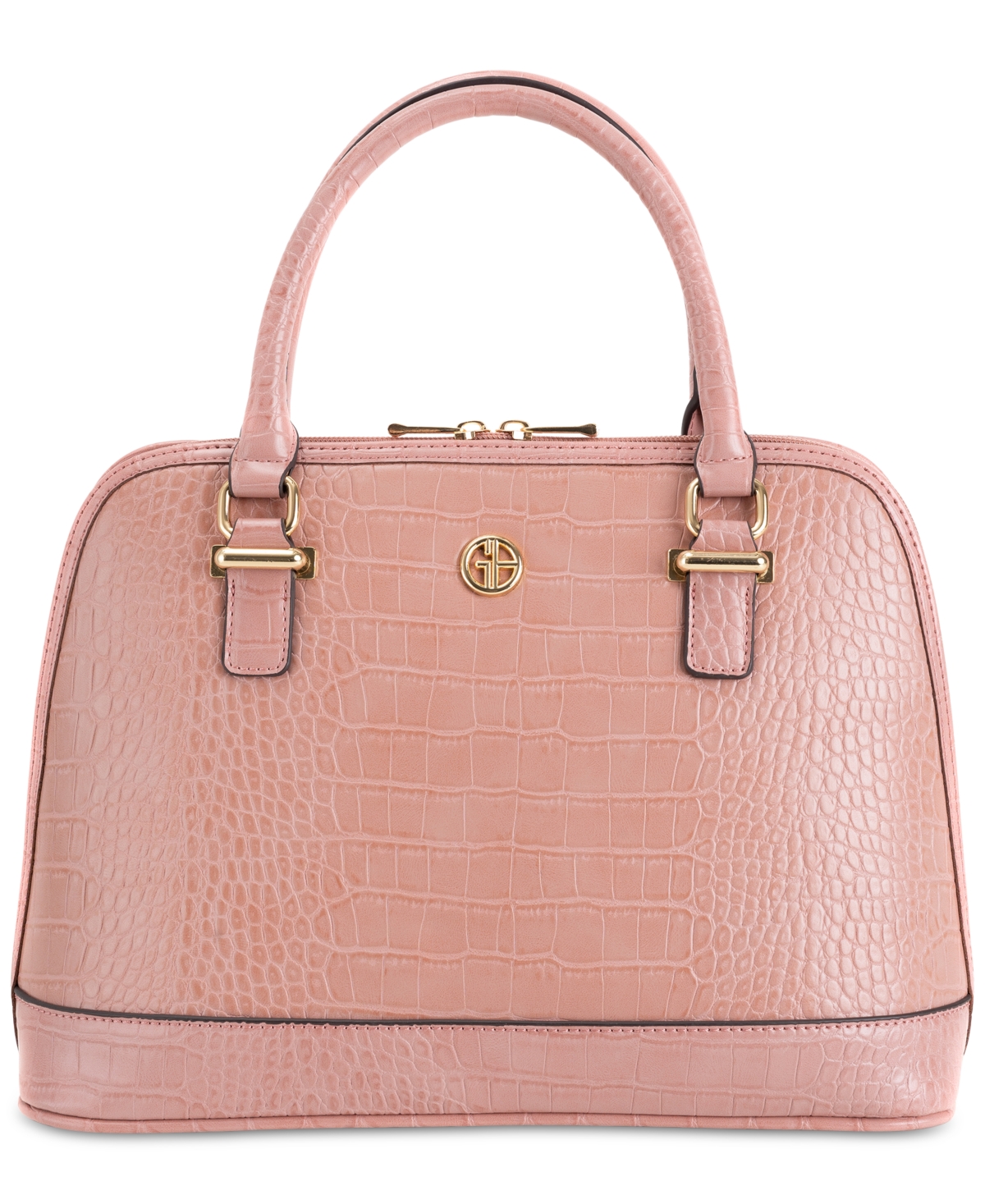 Croc-Embossed Dome Satchel, Created for Macy's - Dusty Pink