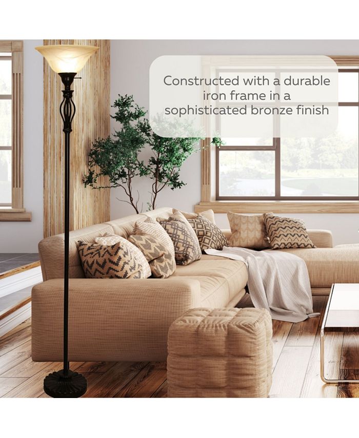 LIGHTACCENTS Traditional Iron Scrollwork Standing Lamp Pole Light With