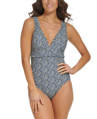 Tommy Hilfiger Women s Floral Print Ruffled One Piece Swimsuit Macy s