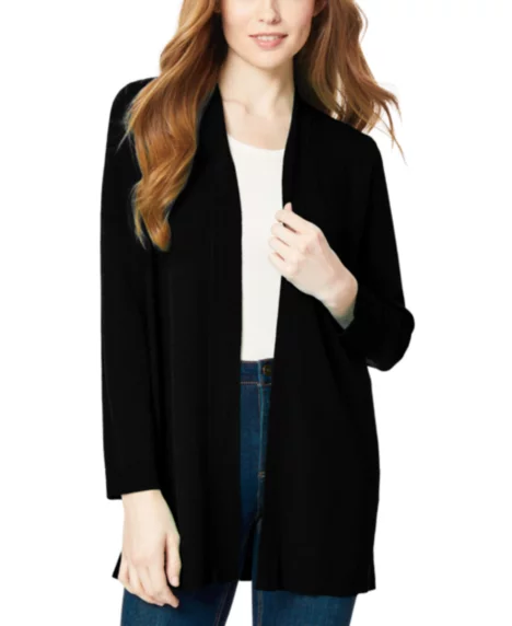 Petite Icon Open-Front Relaxed Cardigan  - Jones Black