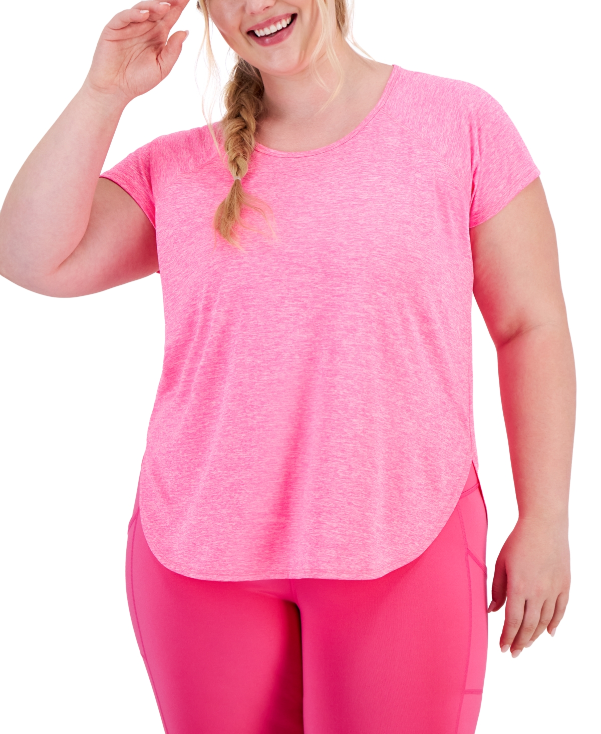 Id Ideology Plus Size Rapidry Raglan-sleeve T-shirt, Created For Macy's In Molten Pink