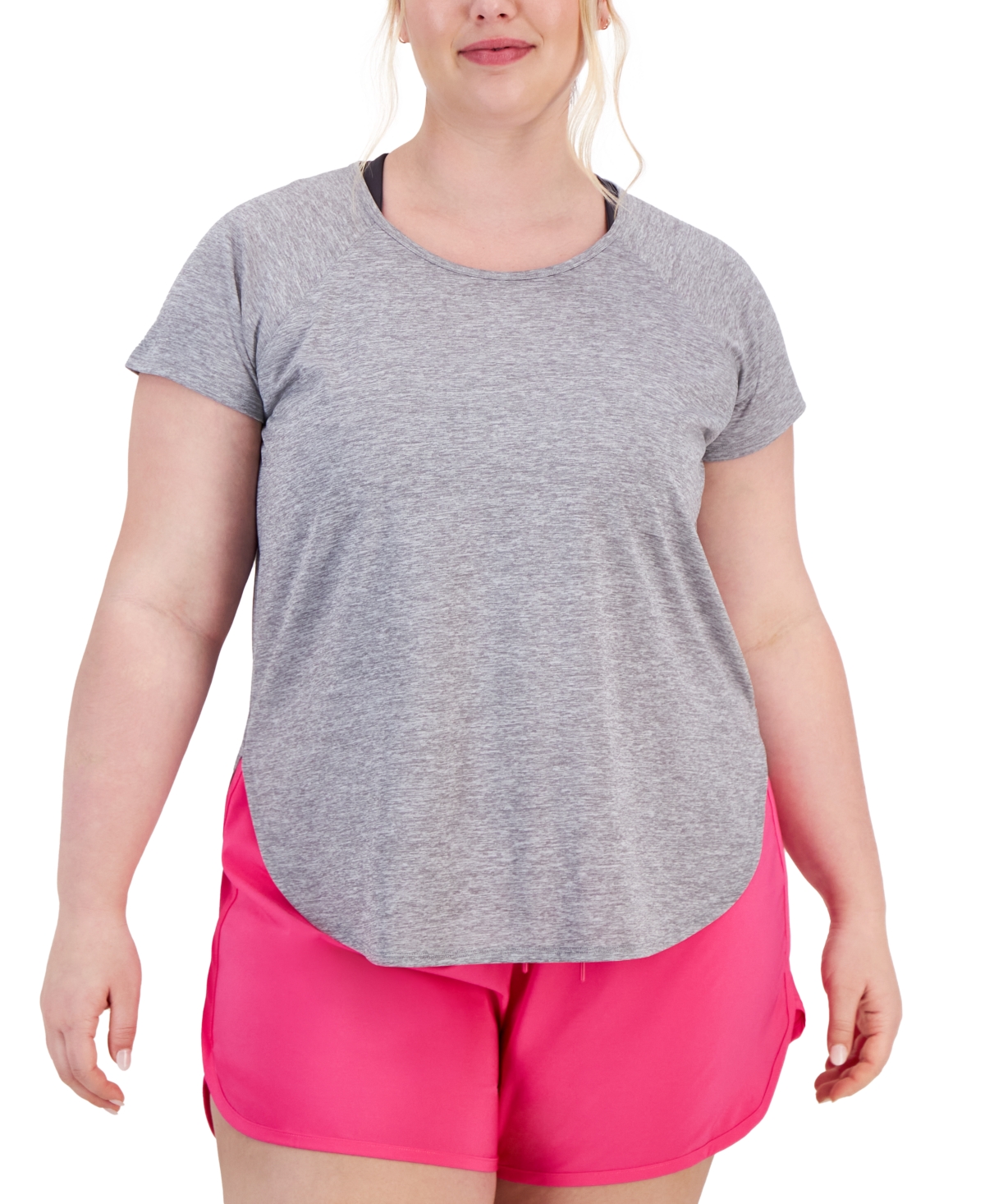 Id Ideology Plus Size Rapidry Raglan-sleeve T-shirt, Created For Macy's In Storm Grey