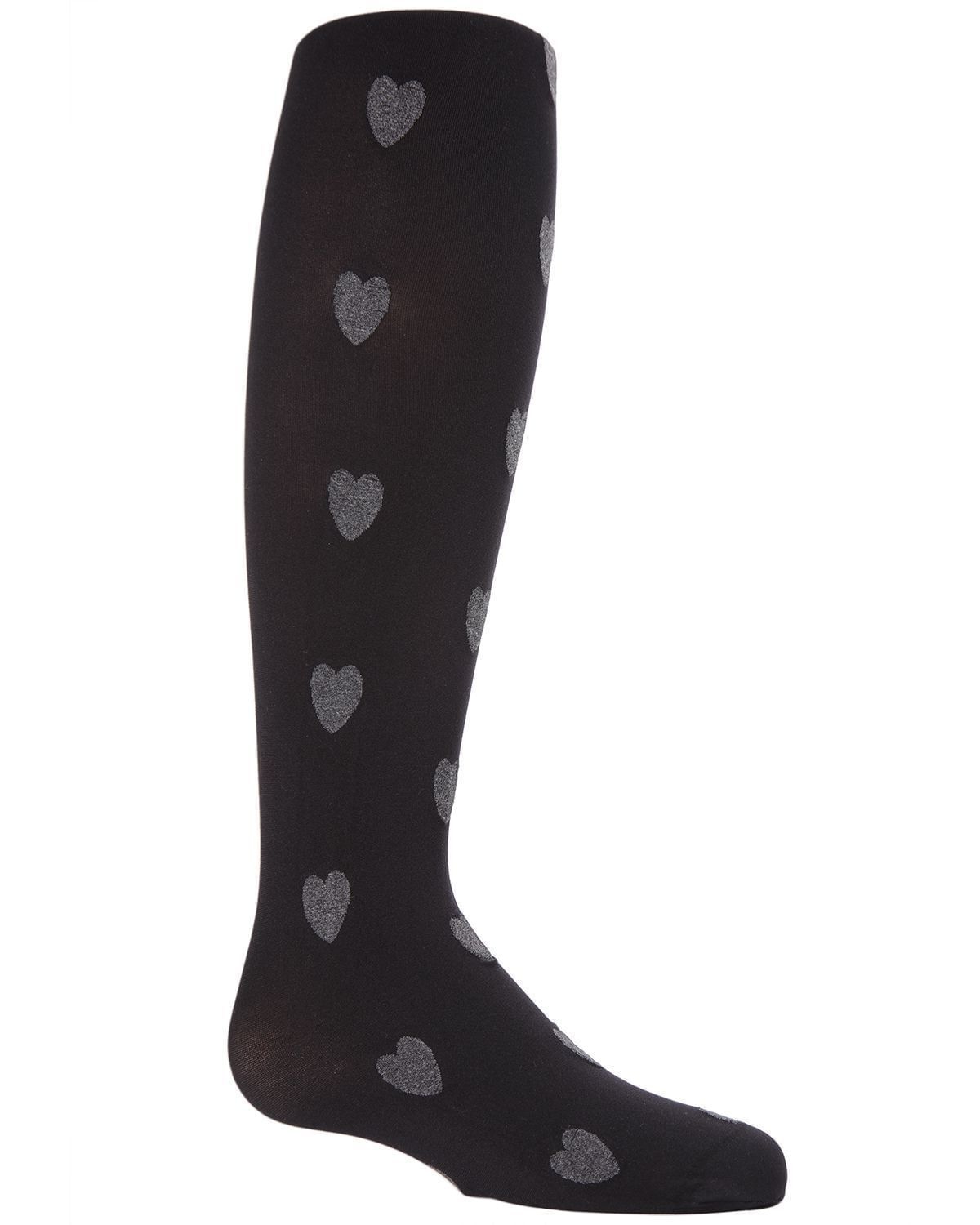 MeMoi Girls Heathered Heart Opaque Tights