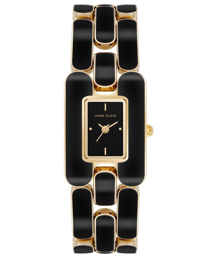 Anne Klein Women s Enamel Link Bracelet Watch in Gold Tone Black