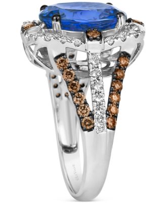 Blueberry Tanzanite (4-1/2 ct. t.w.), Chocolate Diamonds (1/2 ct. t.w.) & Nude Diamonds (1/2 ct. t.w.) Statement Ring in 14k White Gold
