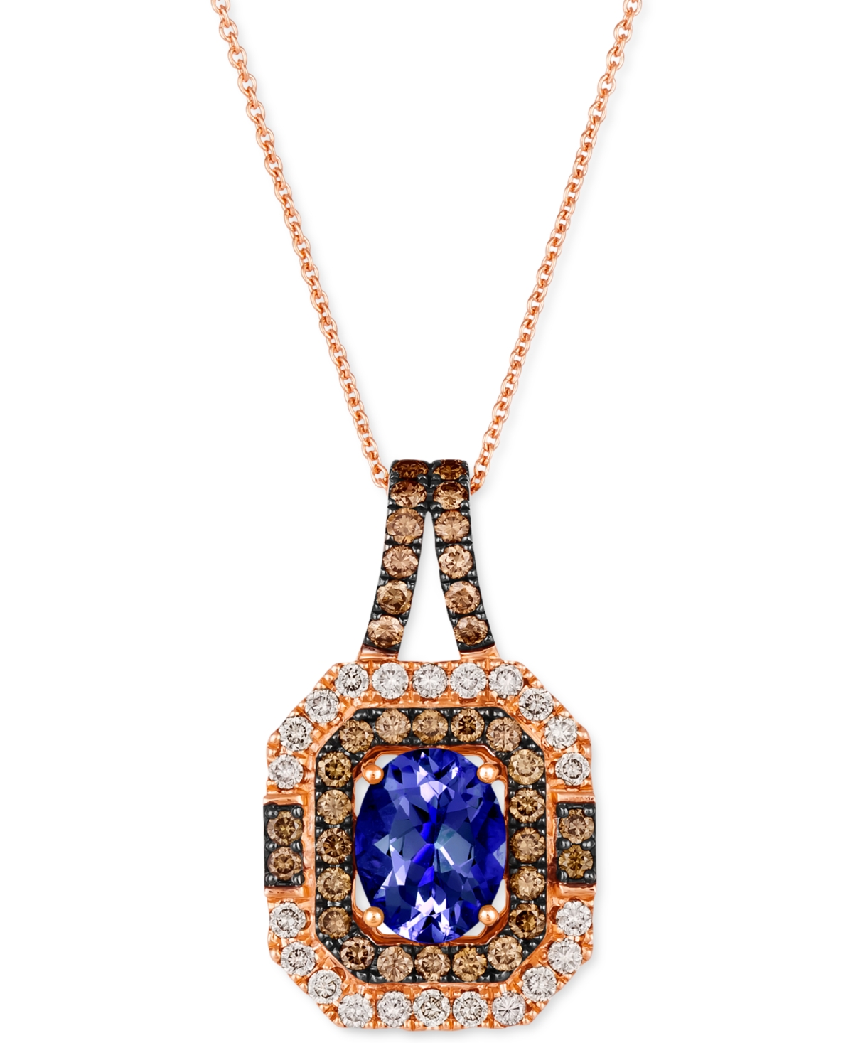 Le Vian Blueberry Tanzanite (1-3/4 ct. t.w.) & Diamond (1-1/10 ct. t.w.) Pendant Necklace in 14k Rose Gold, 18" + 2" extender