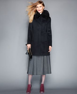The Fur Vault - Fox-Fur-Collar Cashmere Coat