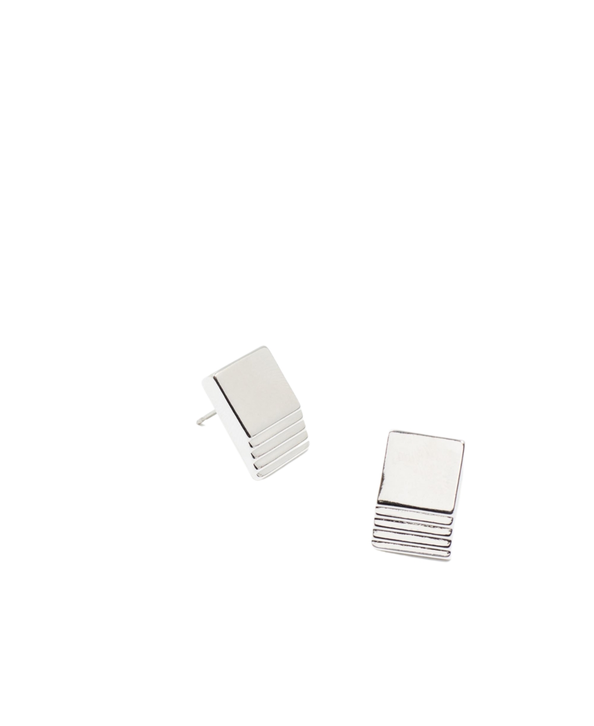 Layered Square Stud Earrings - Silver
