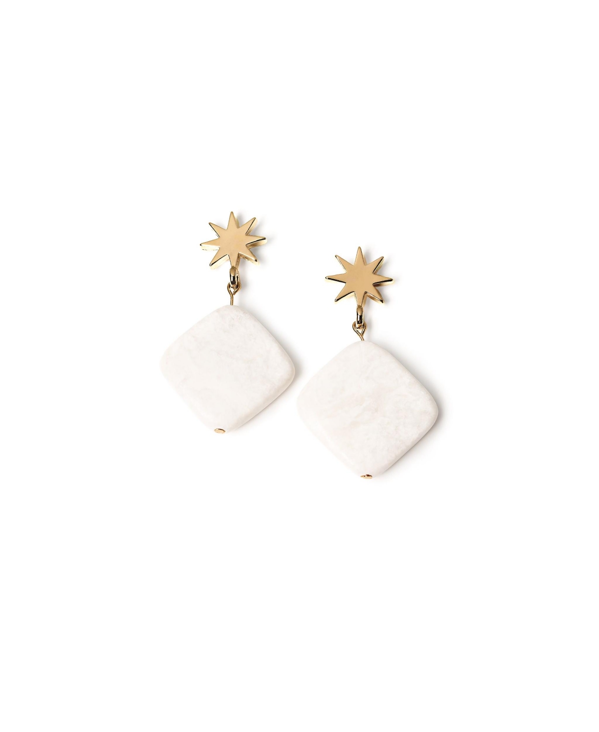 Star + White Jade Earrings - White