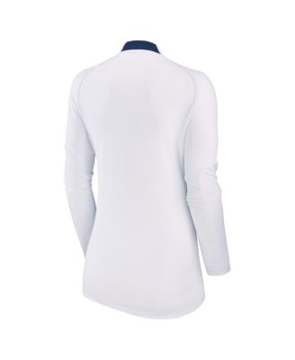 Women's White Paris Saint-Germain Strike Drill Raglan Performance Quarter-Zip Top