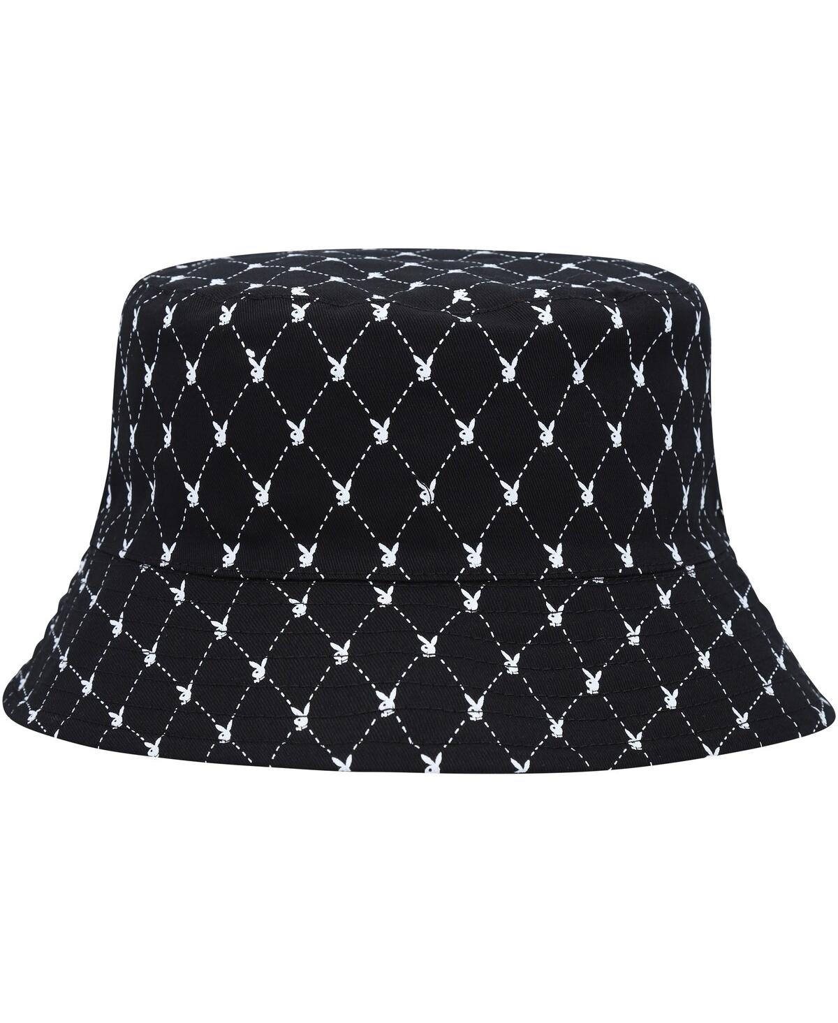 Shop Playboy Men's  Black Reversible Bucket Hat