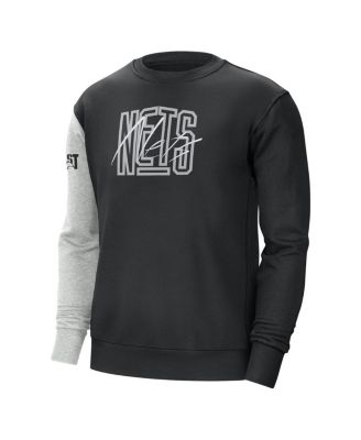 Men's Black, Heather Gray Brooklyn Nets Courtside Versus Force & Flight Pullover Sweatshirt