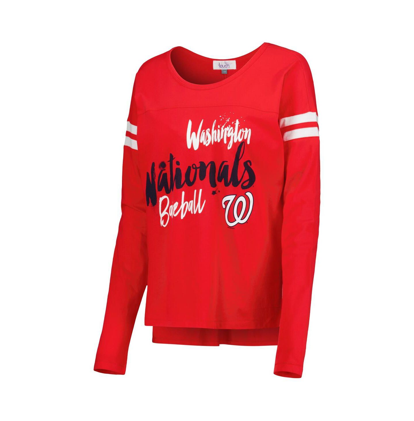 Женская футболка Touch Red Washington Nationals Free Agent Long Sleeve — фото 3