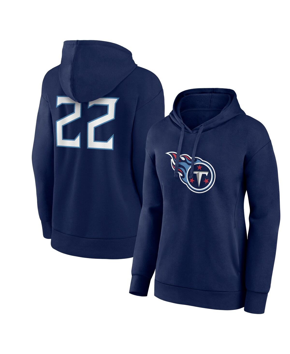 Fanatics Women's  Derrick Henry Navy Tennessee Titans Player Icon Name And Number Pullover Hoodie In Navy